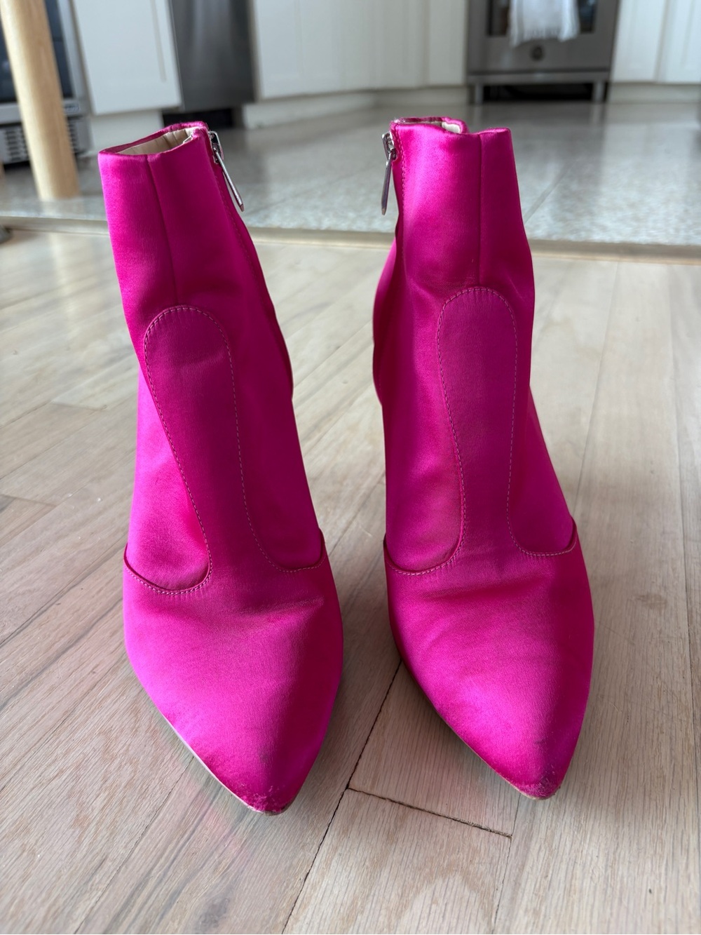 Sam Edelman Hot Pink Satin Ankle Boots